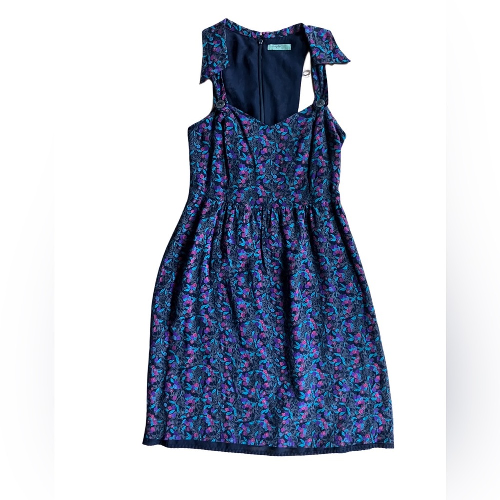 Anthropologie Maple S Floral Jumper High Waist Collared Shoulder Strap V-neck